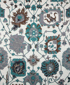 IVORY AND TEAL SUZANI HAND TUFTED CARPET