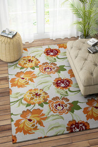 IVORY AND ORANGE FLORAL HAND TUFTED CARPET by Imperial Knots - Image 2