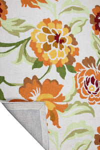IVORY AND ORANGE FLORAL HAND TUFTED CARPET by Imperial Knots - Image 4