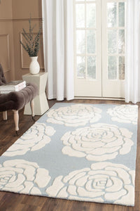LIGHT BLUE FLORAL HAND TUFTED CARPET by Imperial Knots - Image 2