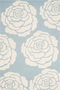 LIGHT BLUE FLORAL HAND TUFTED CARPET by Imperial Knots - Image 1