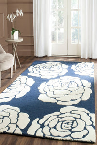 BLUE FLORAL HAND TUFTED CARPET by Imperial Knots - Image 2