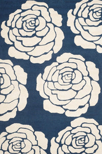 BLUE FLORAL HAND TUFTED CARPET by Imperial Knots - Image 1