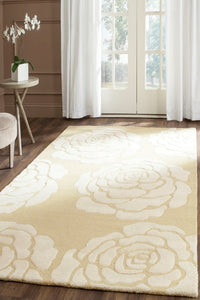 YELLOW AND IVORY FLORAL HAND TUFTED CARPET by Imperial Knots - Image 2