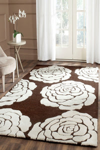 BROWN FLORAL HAND TUFTED CARPET by Imperial Knots - Image 2
