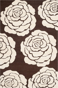 BROWN FLORAL HAND TUFTED CARPET by Imperial Knots - Image 1