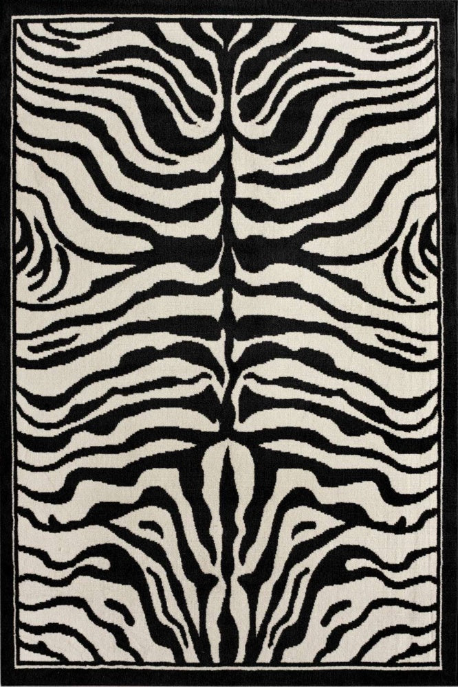 BLACK AND WHITE ZEBRA STRIPES HAND TUFTED CARPET