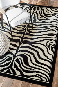 BLACK AND WHITE ZEBRA STRIPES HAND TUFTED CARPET by Imperial Knots - Image 2