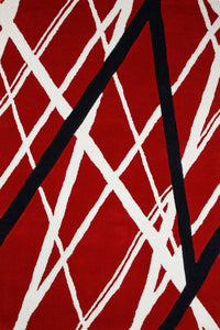 RED GEOMETRIC HAND TUFTED CARPET by Imperial Knots - Image 1