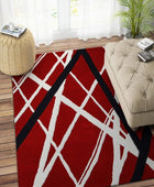 RED GEOMETRIC HAND TUFTED CARPET