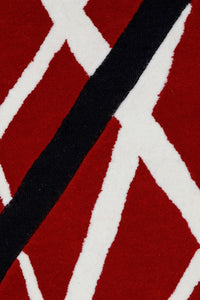 RED GEOMETRIC HAND TUFTED CARPET by Imperial Knots - Image 3