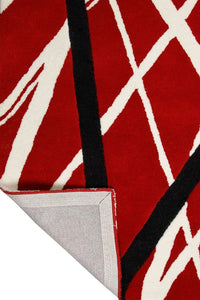 RED GEOMETRIC HAND TUFTED CARPET by Imperial Knots - Image 4