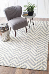 GREY GEOMETRIC HAND TUFTED CARPET by Imperial Knots - Image 2