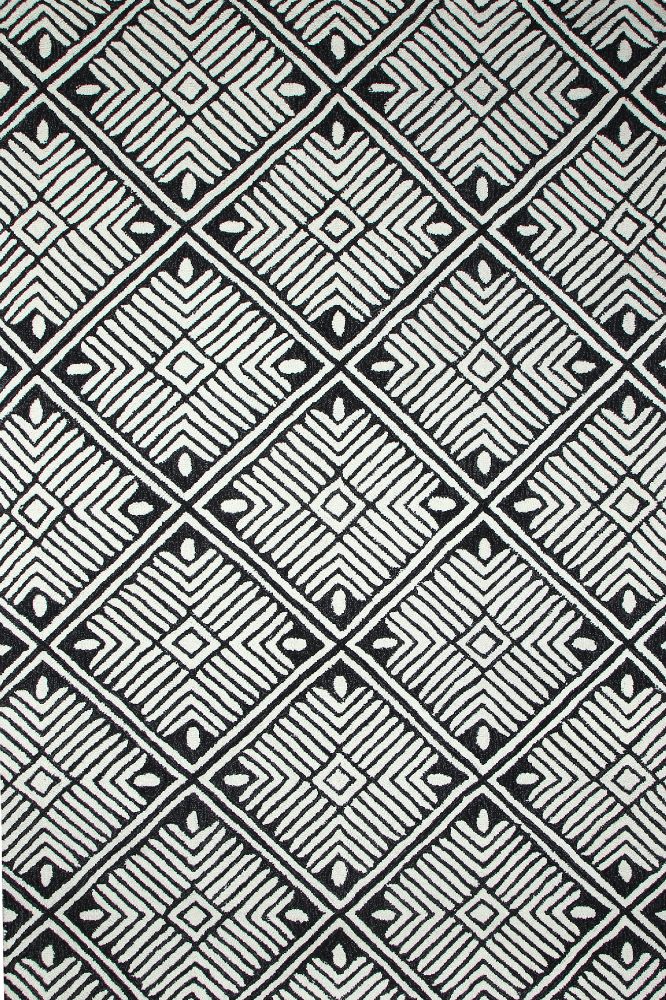BLACK AND WHITE GEOMETRIC HAND TUFTED CARPET
