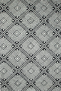 BLACK AND WHITE GEOMETRIC HAND TUFTED CARPET by Imperial Knots - Image 1