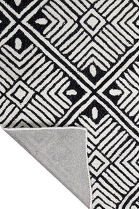BLACK AND WHITE GEOMETRIC HAND TUFTED CARPET by Imperial Knots - Image 4