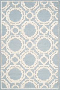 BLUE GEOMETRIC HAND TUFTED CARPET by Imperial Knots - Image 1