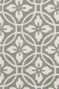 GREY AND IVORY GEOMETRIC HAND TUFTED CARPET by Imperial Knots - Image 2