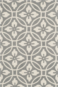 Grey and ivory geometric hand tufted carpet wool hand-tufted rug for bedroom