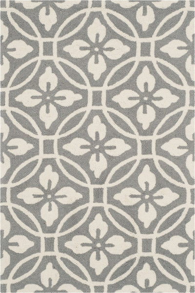 GREY AND IVORY GEOMETRIC HAND TUFTED CARPET