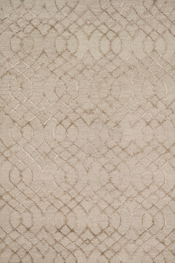 BEIGE GEOMETRIC HAND TUFTED CARPET