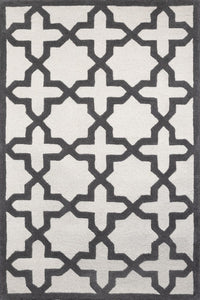 DARK GREY AND IVORY GEOMETRIC HAND TUFTED CARPET by Imperial Knots - Image 1