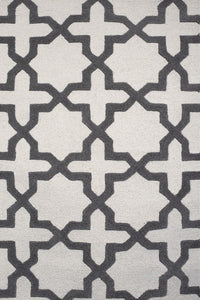 DARK GREY AND IVORY GEOMETRIC HAND TUFTED CARPET by Imperial Knots - Image 3