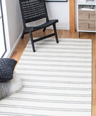 WHITE AND GREY STRIPES HAND TUFTED CARPET