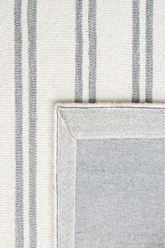 WHITE AND GREY STRIPES HAND TUFTED CARPET