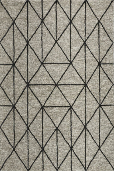 GREY AND BLACK GEOMETRIC HAND TUFTED CARPET