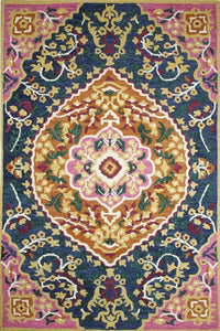 PINK AND BLUE PERSIAN HAND TUFTED CARPET by Imperial Knots - Image 1