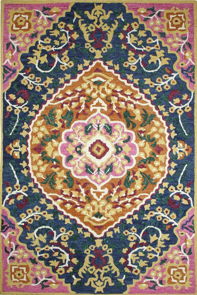 PINK AND BLUE PERSIAN HAND TUFTED CARPET