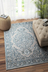 GREY BLUE SUZANI HAND TUFTED CARPET by Imperial Knots - Image 2