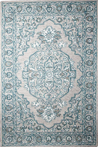GREY BLUE SUZANI HAND TUFTED CARPET by Imperial Knots - Image 1