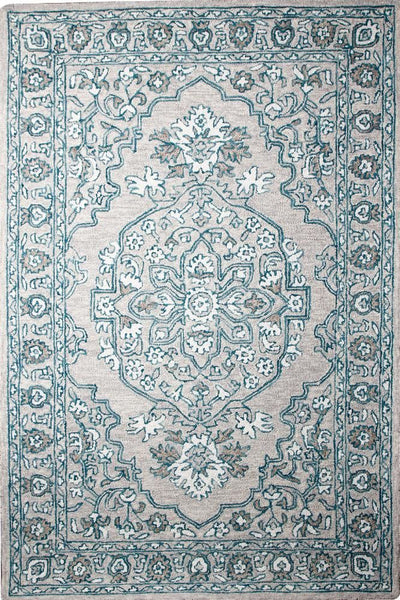 GREY BLUE SUZANI HAND TUFTED CARPET