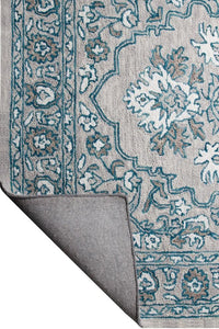 GREY BLUE SUZANI HAND TUFTED CARPET by Imperial Knots - Image 4