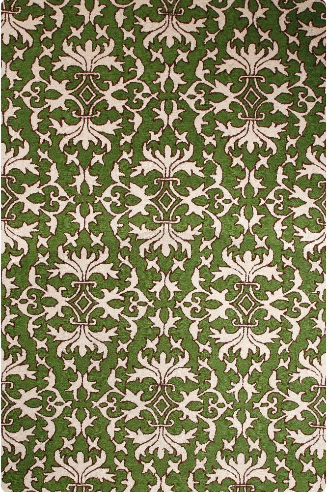 GREEN AND BEIGE SUZANI HAND TUFTED CARPET