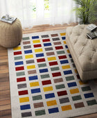 IVORY MULTICOLOR GABBEH HAND TUFTED CARPET