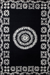 BLACK AND WHITE FLORAL HAND TUFTED CARPET by Imperial Knots - Image 1