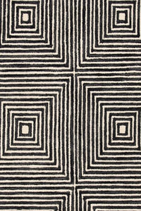 BLACK AND WHITE GEOMETRIC HAND TUFTED CARPET by Imperial Knots - Image 3