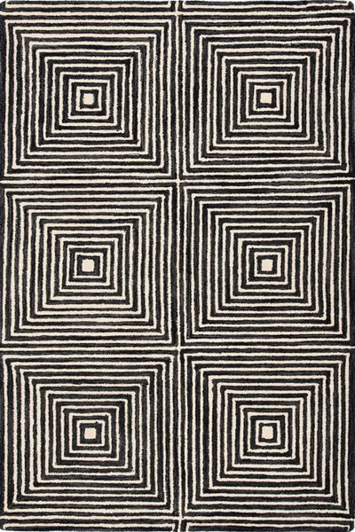 BLACK AND WHITE GEOMETRIC HAND TUFTED CARPET