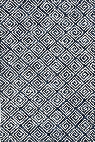 BLUE GEOMETRIC HAND TUFTED CARPET