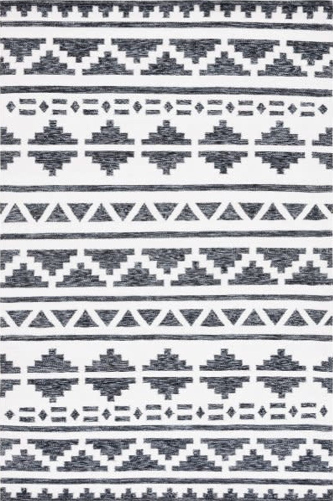 BLACK IVORY GEOMETRIC HAND TUFTED CARPET