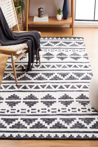 BLACK IVORY GEOMETRIC HAND TUFTED CARPET by Imperial Knots - Image 2