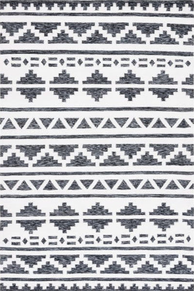 BLACK IVORY GEOMETRIC HAND TUFTED CARPET