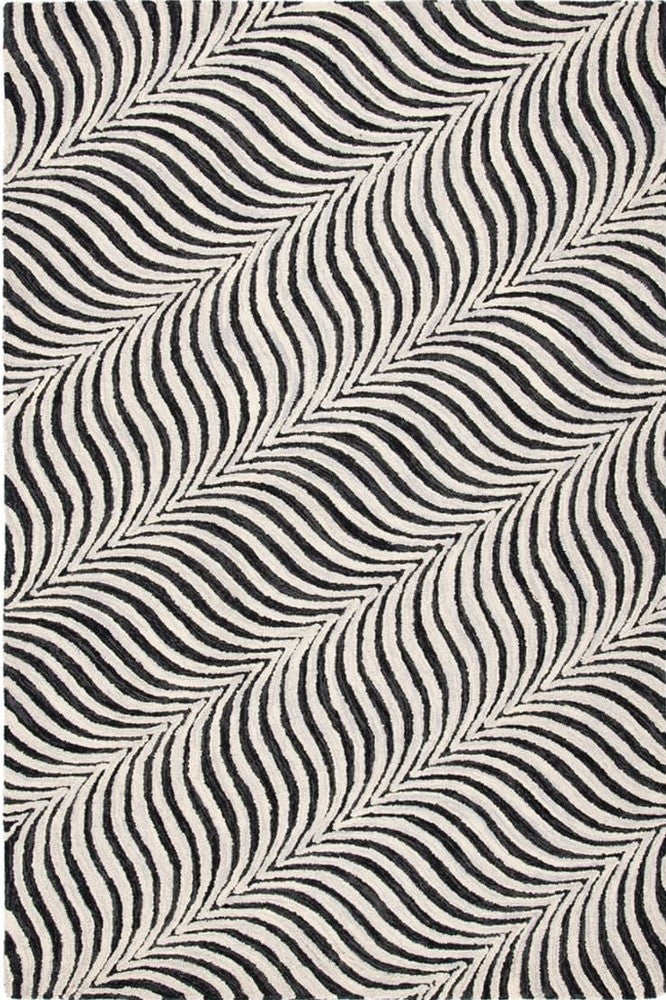BLACK AND WHITE STRIPES HAND TUFTED CARPET