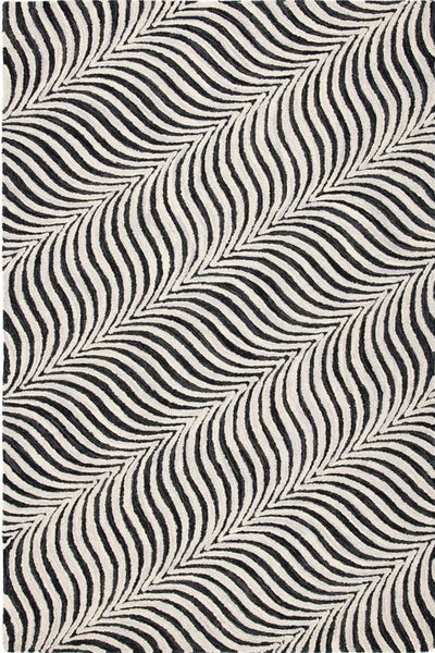 BLACK AND WHITE STRIPES HAND TUFTED CARPET