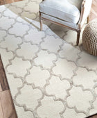 IVORY AND SILVER MOROCCAN HAND TUFTED CARPET