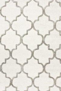 IVORY AND SILVER MOROCCAN HAND TUFTED CARPET by Imperial Knots - Image 3