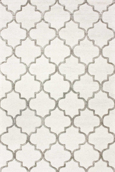 IVORY AND SILVER MOROCCAN HAND TUFTED RUG